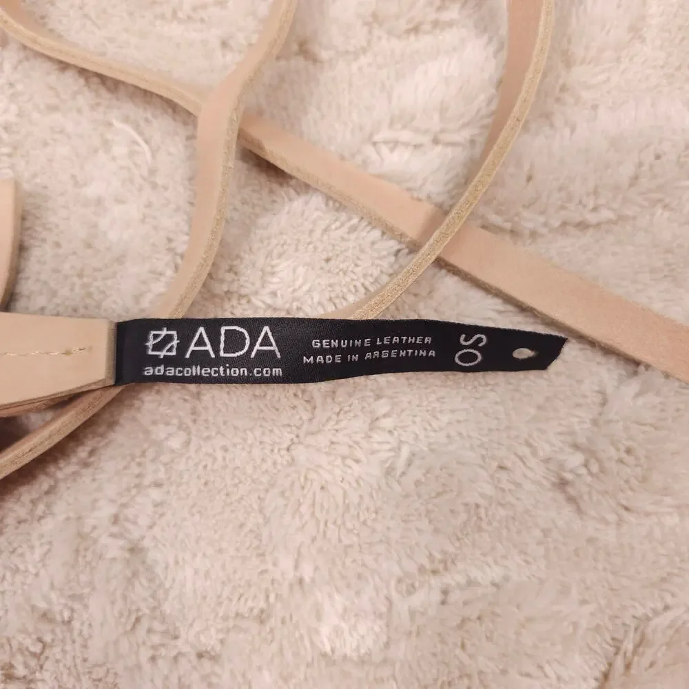 ADA Wrap Belt Anthropologie Beige Leather Leaves